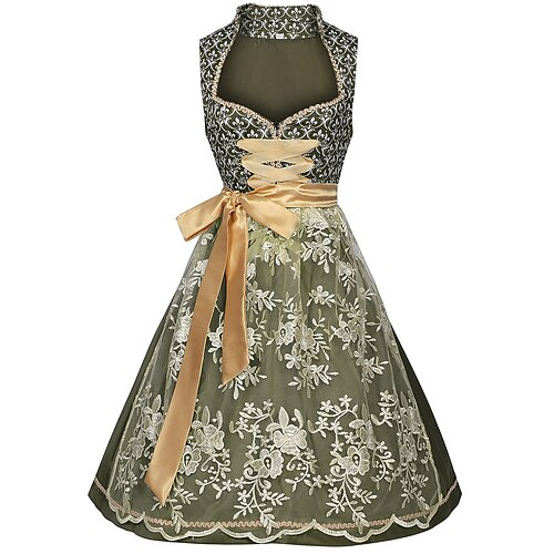 Oktoberfest Robe Femme de ménage Bavarois Prairies Femmes Soirée Fête de la Bière Tissu de style traditionnel Sans chemisier