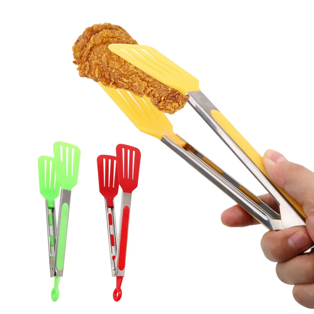Küche Kochen Werkzeuge Antihaft Küche Zange Edelstahl Griff Utensil Pizza Brot Steak Clip Salat Servieren BBQ Zange Image