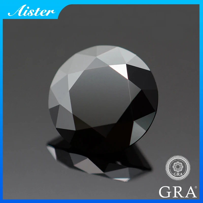 Niemals verblassender schwarzer Moissanit-Stein mit Zertifikat 0,1-5,0 ct, zertifizierte Moissanit-Labordiamanten, die den Diamanttester bestehen, mit GRA Image