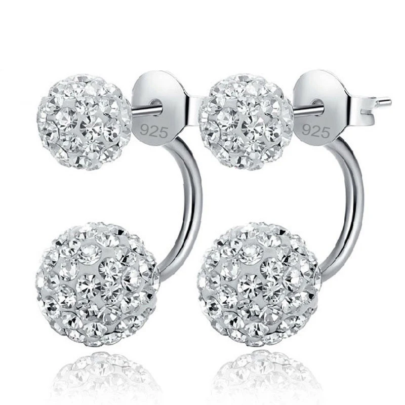 11 Farben Optionen!! Volle österreich ische cz Kristall gepflasterte Ohr stecker für Frauen Sterling Silber Stempel Disco Bälle Brincos Schmuck Image