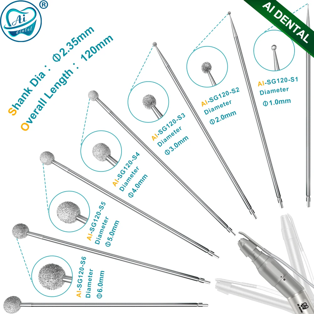 AI-SG45/70/120 Frese dentali per impianti dentali AI Manipolo chirurgico a bassa velocità Contraangolo Serie SG Frese diamantate Dia.2.35mm