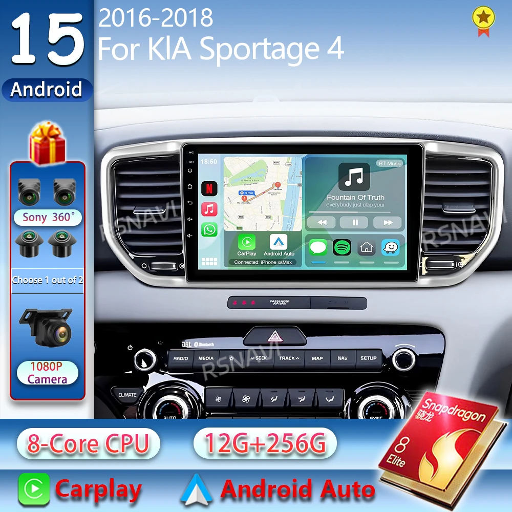 Android 15 Auto Multimedia Radio Für KIA Sportage 4 2016 2017 2018 2019 Drahtlose Carplay Android Auto Qualcomm Auto stereo 4G Wifi Image