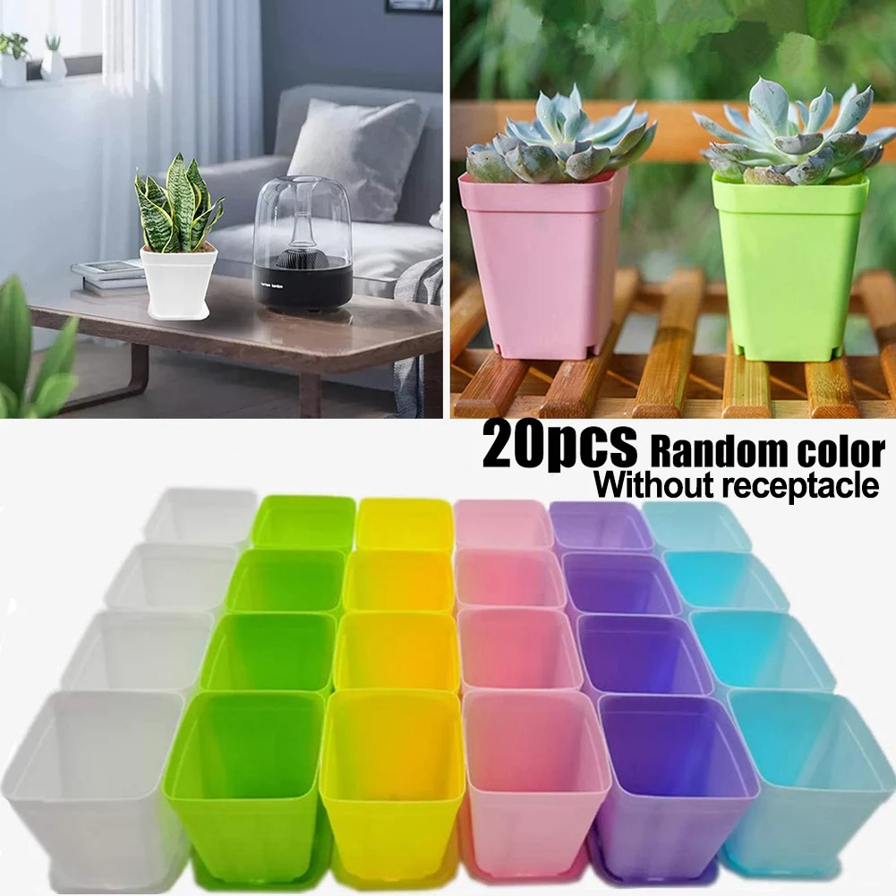 20 stücke Mini Becken Platz Blumentopf Sukkulenten Tabletts DIY Bunte Blumentopf Pflanzgefäße Wachsen Topf Home Office Garten Dekoration Image