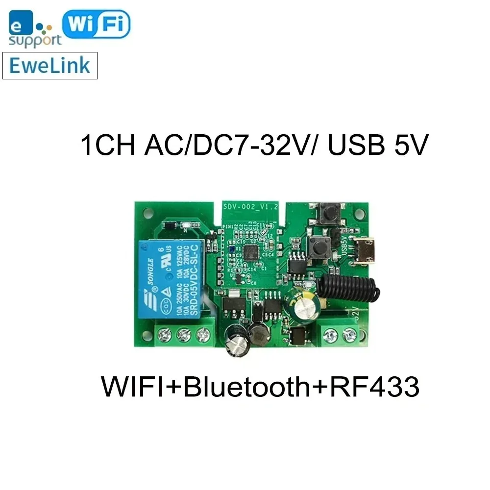 Ewelink wifi rf smart garagentor modul fernbedienung schalter drahtloses selbstsicher ndes relais modul 5v arbeiten mit alexa google home Image