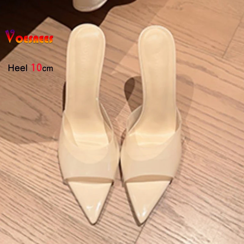 Größe 34-40 Leopardenmuster Hausschuhe 10CM Stiletto Damen Wildleder Sandalen Sommer High Heels Pantoletten Elegante Damen Spitze Slides Schuhe