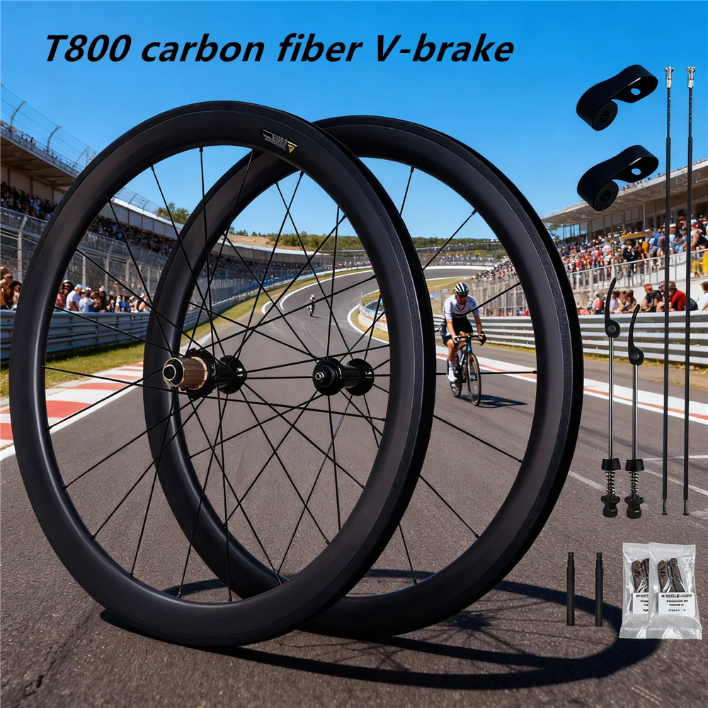 Ruote per bici in fibra di carbonio con freno 700c V Set di ruote per bici 38/50/60/88mm Set di ruote per bicicletta da strada