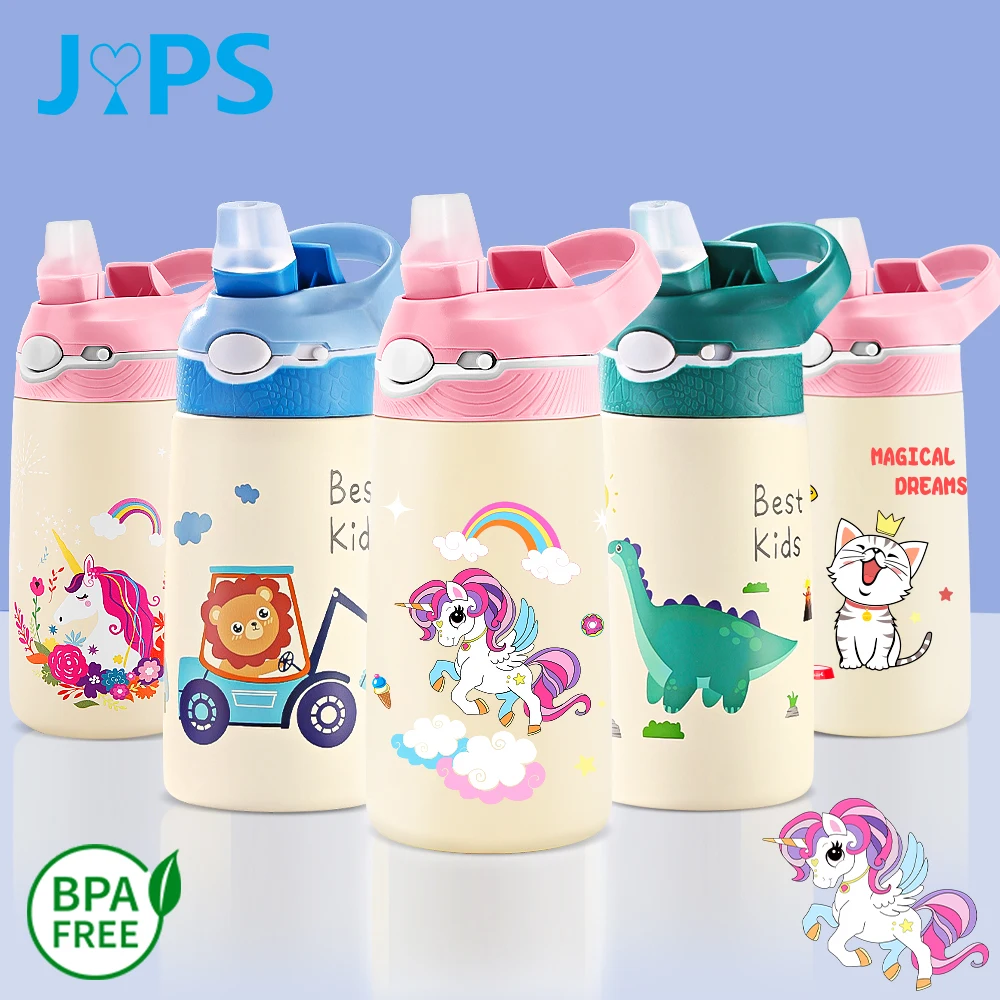 Bottiglia termica per bambini da 400 ml Bottiglia d'acqua per unicorno Mantieni la bottiglia d'acqua fredda Bottiglia d'acqua portatile per scuola da viaggio per bambini BPA gratuito