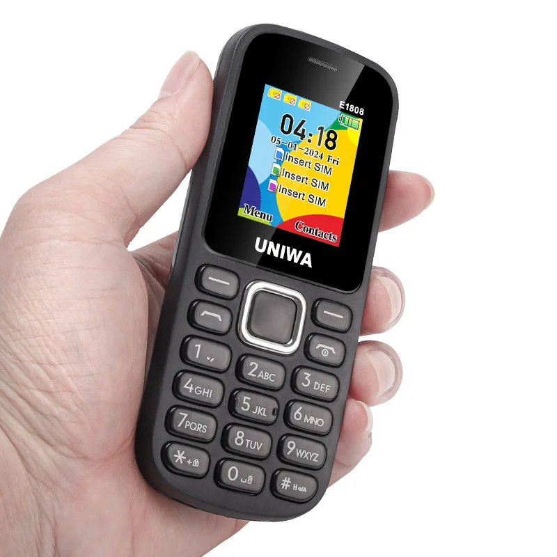 UNIWA E1808 2G-Tastatur-Funktionstelefon 1,77-Zoll-Taste 800-mAh-Telefon für ältere ältere Menschen, kabelloses Radio, GSM-Bluetooth-Handy