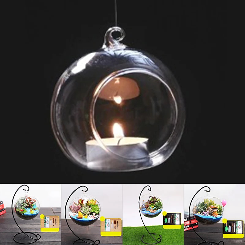 Hängende Glasvase für Blumen, Pflanzen, handgefertigte Terrarium-Tischvase, Ständer, Halter, dekoratives Hausgarten-Ornament Image