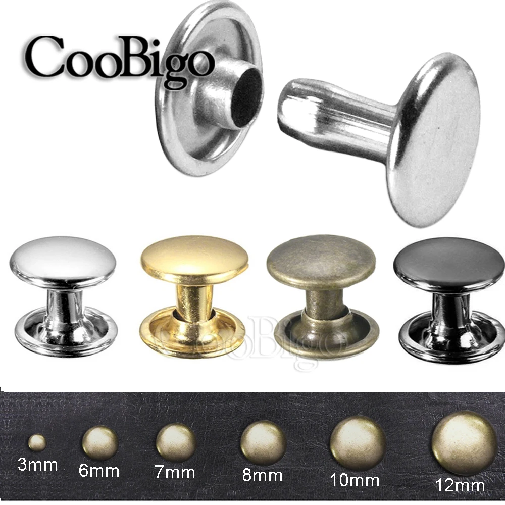 100 Sets Metall-Doppelkappen-Nieten-Bolzen, rund, Nagelkopf, Spike, Leder, DIY, Punk, Basteln, Dekor, Kleidung, Tasche, Gürtel, Armband, Schuhe, Zubehör