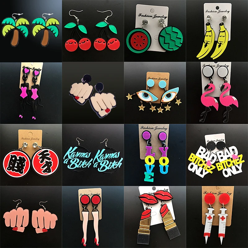 Heißer Verkauf Mode Acryl Tropfen Ohrringe Für Frauen Mädchen Übertrieben Große Rote Lippen Ohrringe Punk Lustige Charme Ohrringe Schmuck Geschenke