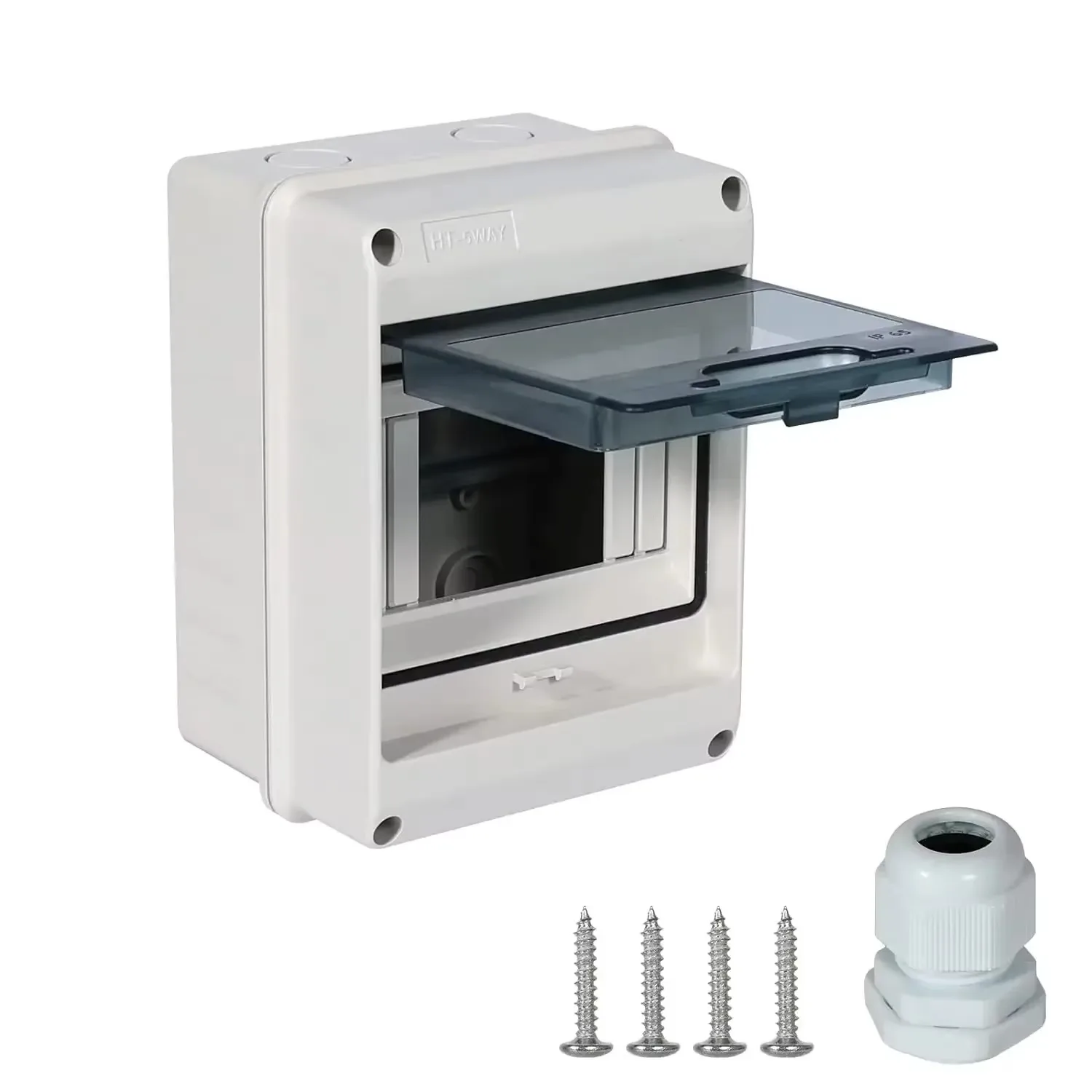 Verteilerkasten HT-Serie Anschlusskasten PC Kunststoff IP65 wasserdichte Sicherungskästen mit Anschluss DIN-Schiene für den Garten im Freien Image