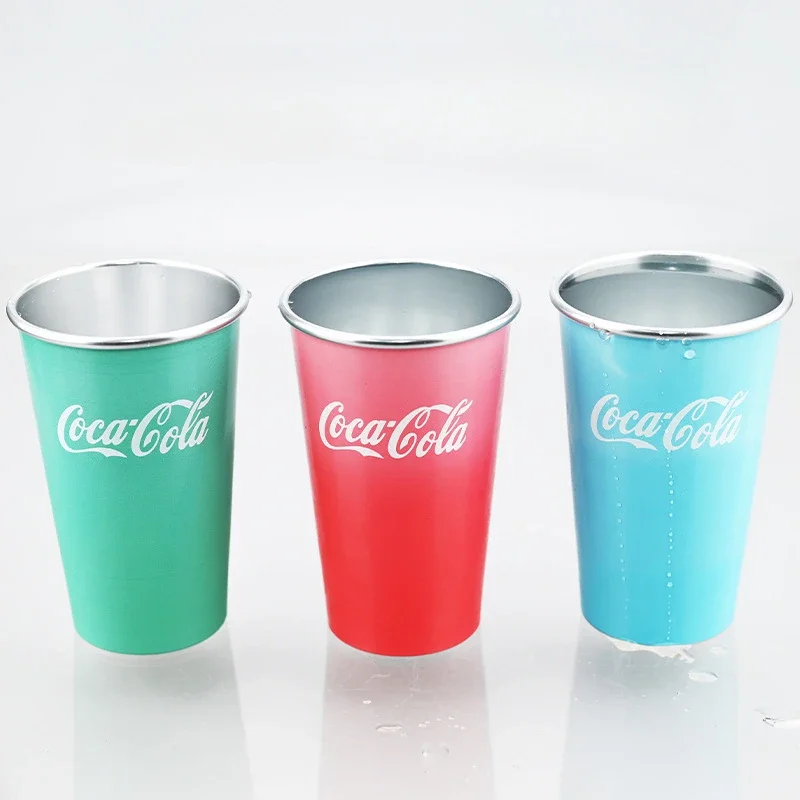 470 ml tragbare Aluminium-Becher – CocaCola-Becher, ColorChanges When Cool, perfekt für Cold Sensation, Outdoor-Camping, Bier, kalte Getränke Image