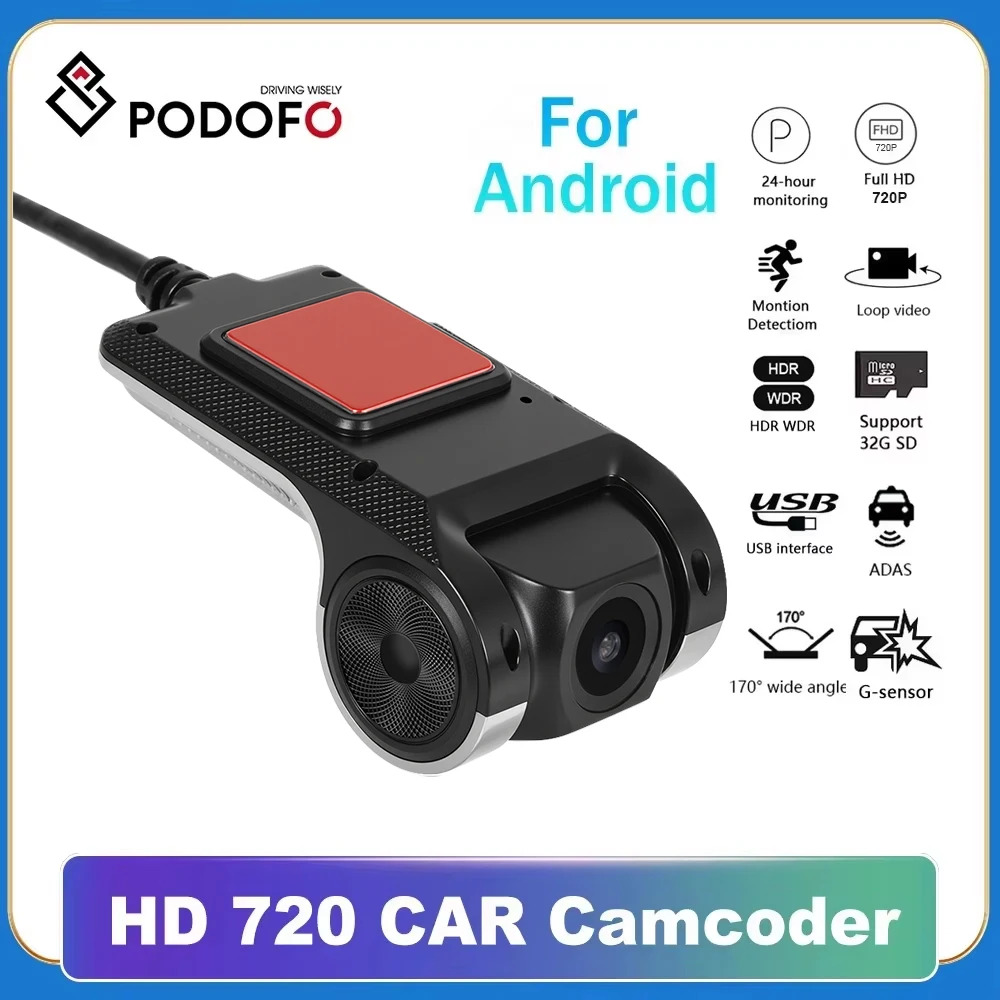 Podofo Dash Cam ADAS Auto DVR ADAS Dashcam DVRs Video HD 720P USB TF Karte 16G/32G Auto Recorder für Android Multimedia Player DVD Image