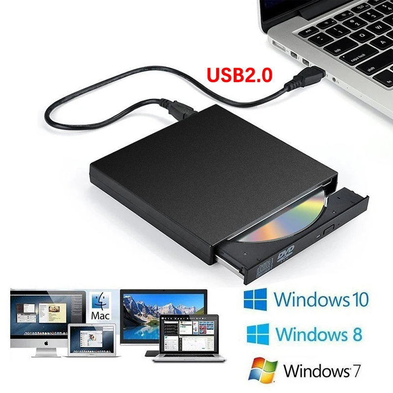 Externes Blu-ray-DVD-Laufwerk, USB 2.0, tragbar, 3D-BD-Combo, optische Laufwerke, CD, DVD, VCD, Brenner, Player, Leser für Laptop, PC, Desktop, Mac Image