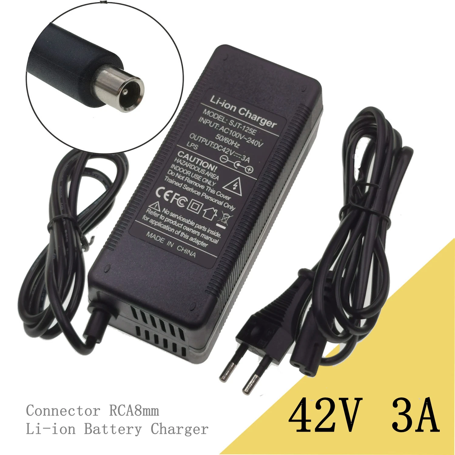 42V 3A Li-Ionen-Akku-Ladegerät für 10s 36V Lithium-Akku mit Rca8mm-Anschluss Image