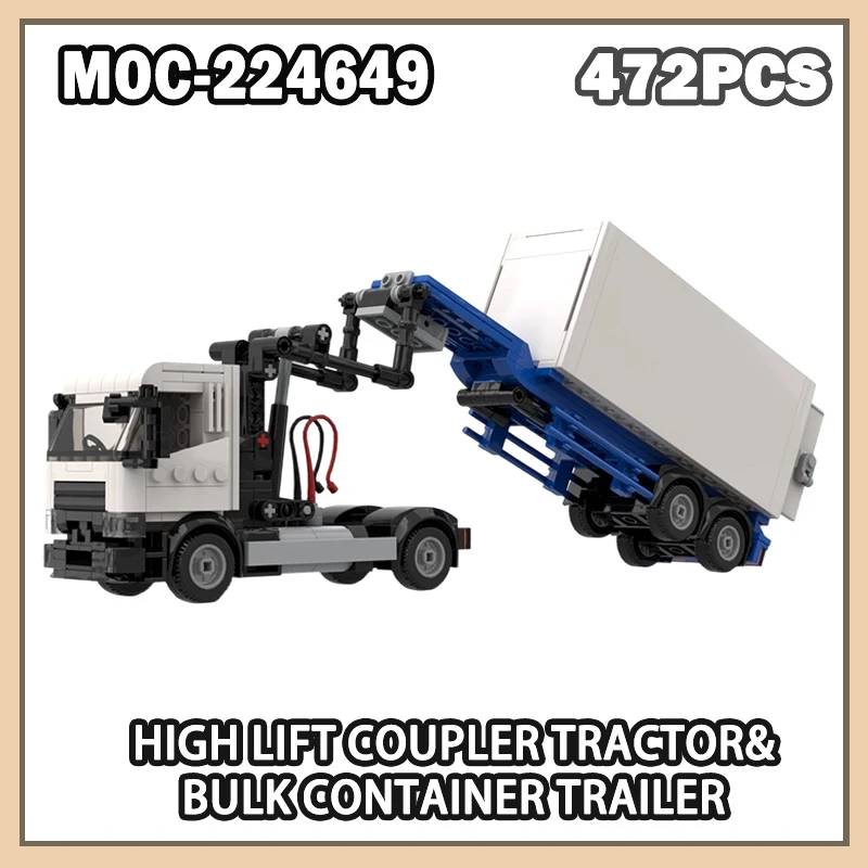 MOC-224649 High Lift Coupler Traktor & Bulk Container Trailer Baustein Modell Ziegel Set Kreative Geschenke Kleine Partikel 472PCS Image