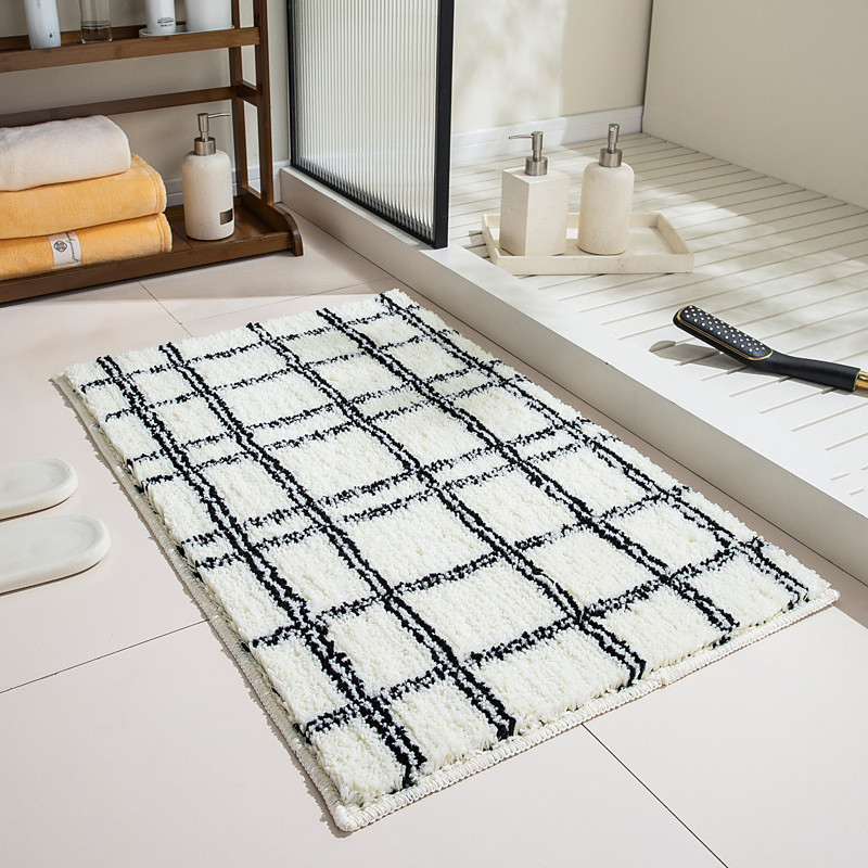 Bathroom Mat Absorbent Non-Slip Floor Rug Chic Style for Toilet Bathroom Sink Door Home