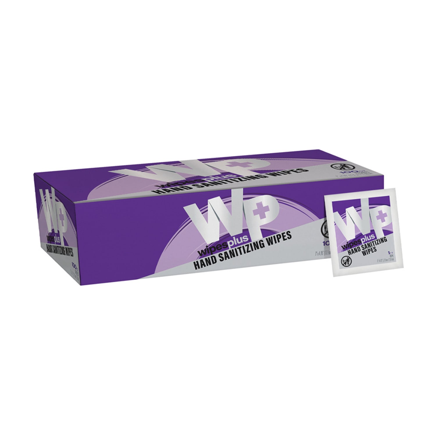 WipesPlus 35004 WipesPlus Hand Sanitizing Wipes, 70% Isopropyl Alcohol, 100 Count Per Box, White