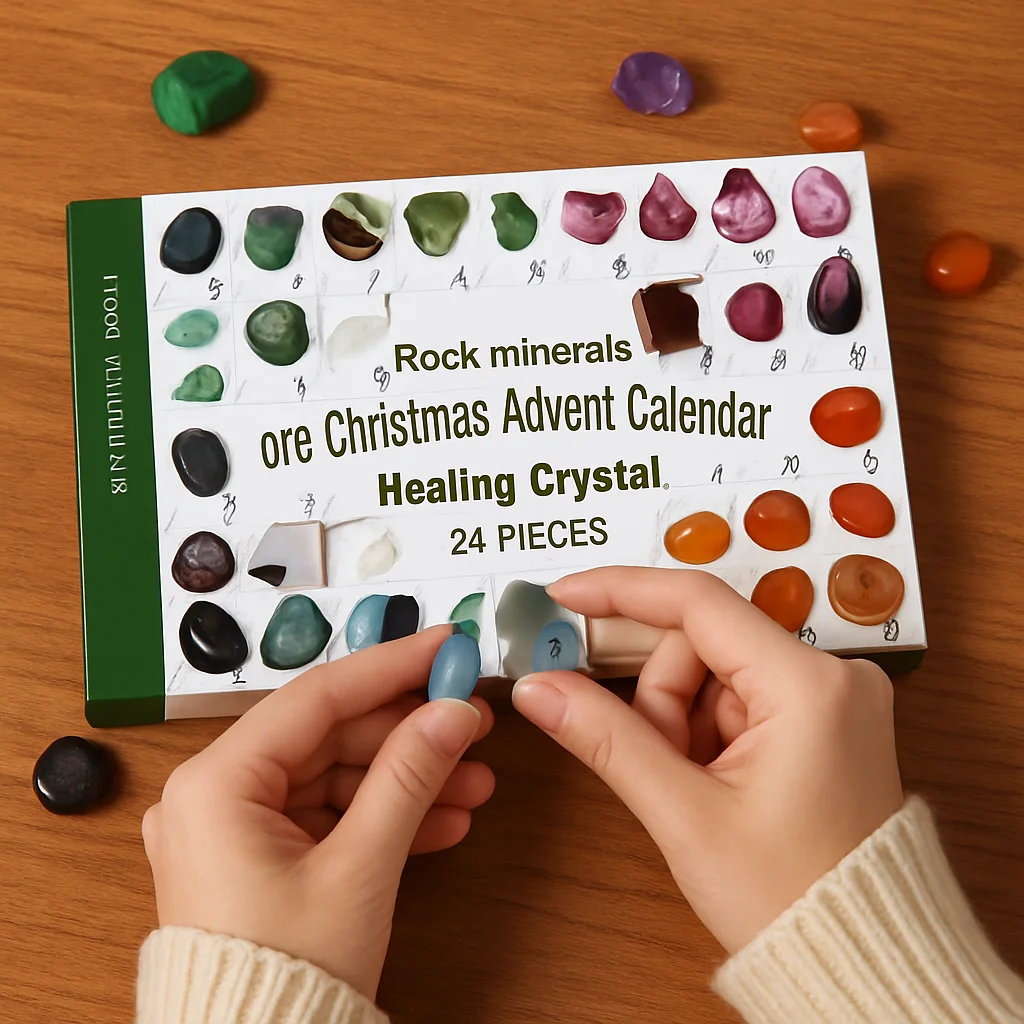 Stone Rock Mineral Collection Adventskalender 24-Gitter-Countdown-Box, pädagogisches Weihnachtsgeschenk für Kinder Image