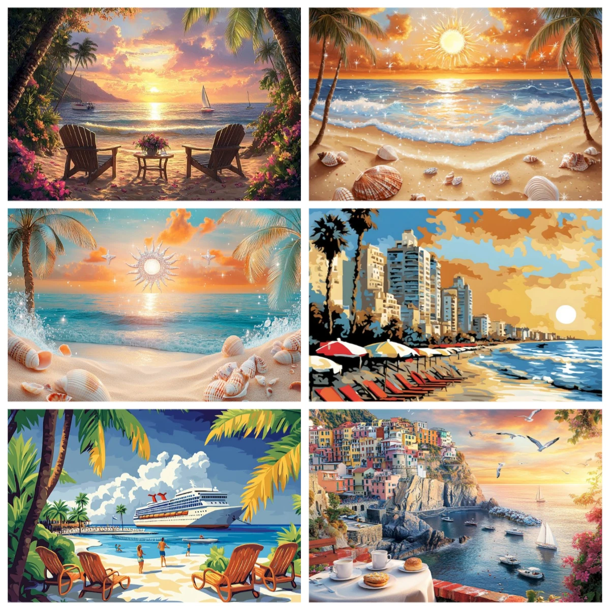 Ölgemälde nach Zahlen, originelle Geschenke, Bilder nach Zahlen, Meer, Landschaft, Malen nach Zahlen für Erwachsene, Heimdekoration