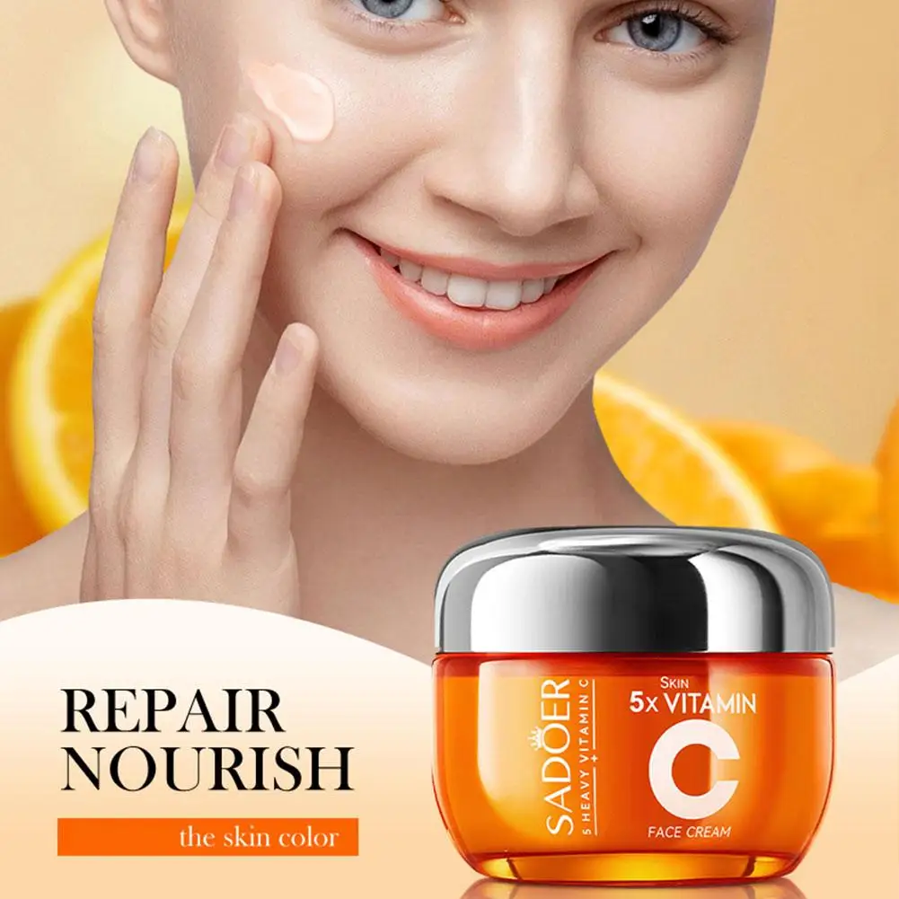 SADOER Vitamin C Hautpflege-Sets, aufhellende Gesichtscreme, Anti-Falten, feuchtigkeitsspendend, Anti-Augenringe, Augencreme, Hautpflege-Set Image