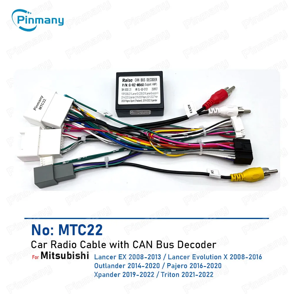 Autoradio-Kabel MTC22 Kabelbaum mit Rockford Fosgate Ampere CAN Bus Decoder für Mitsubishi Xpander Pajero Outlander Lancer EX Image