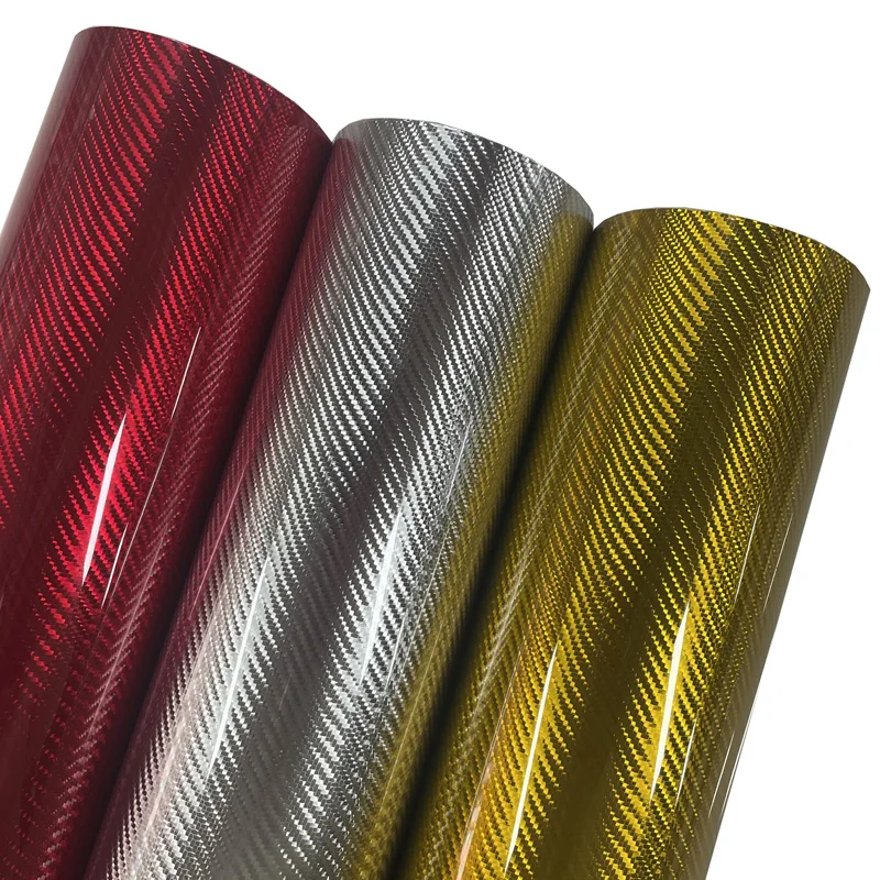 PET Hochglanz 5D Chrom Kohlefaser Vinyl Wrap Film mit Air Release Selbstklebender Aufkleber Aufkleber Automotive Car Wrapping Folie Image