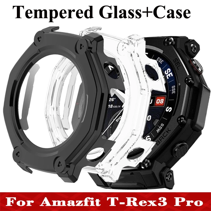 PC-Gehäuse + gehärtetes Glas für Amazfit T-Rex 3 Pro 48 mm Smartwatch-Abdeckung Stoßstange für Huami Amazfit T-REX 3 Displayschutzfolie Image