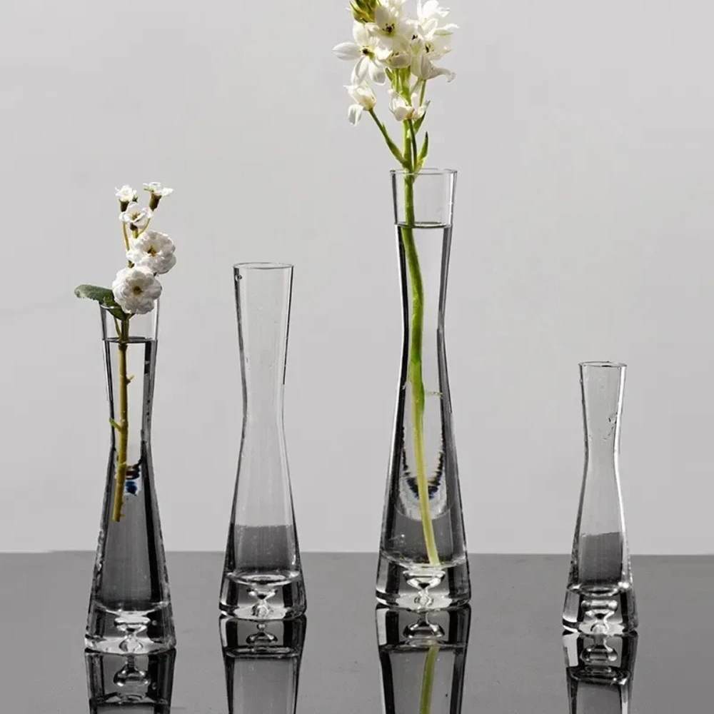 Transparente Glas Blumenvase Kleine Vase Einfache Hydrokultur Pflanze Blumenvase Kreative Europäische Wohnzimmer Hause Hochzeit Dekor Image