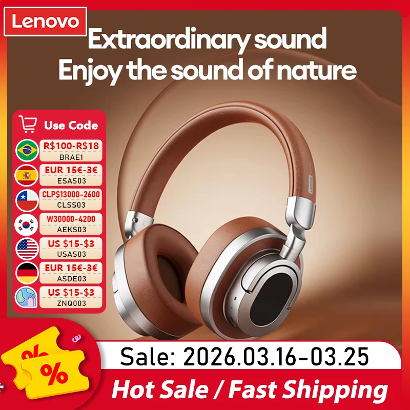 Lenovo LE602 Bluetooth 6.0 Over-Ear-Headsets HiFi-Stereo-Sound Modische Musik-Kopfhörer ENC HD-Anruf Drahtlose kabelgebundene Kopfhörer Image