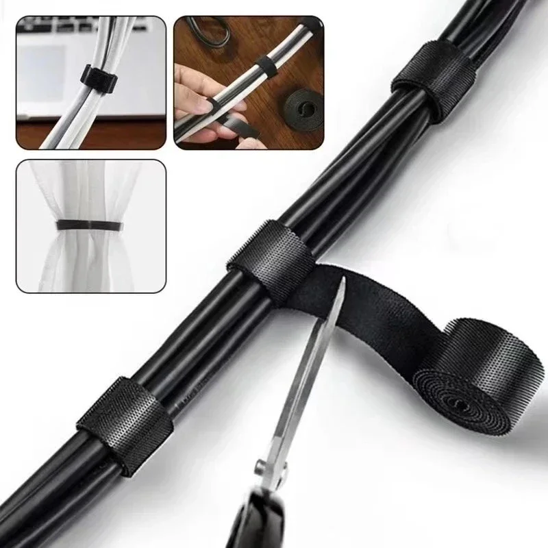 5 m Kabel-Organizer mit Klettverschluss, Kabelbinder, Drahtwickler, USB-Kabelmanagement, Schutz für Kopfhörer, Maus, Kabelbinder Image