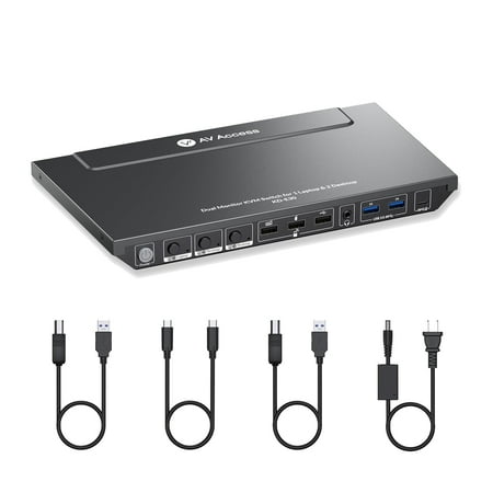 AV Access Docking Station KVM Switch 1 Laptop & 2 Desktop PCs Dual 4K@60Hz Monitors EDID Emulation 100W USB-C Charging Gigabit Ethernet High Refresh Rates Ideal for Gaming Office & Creative Work