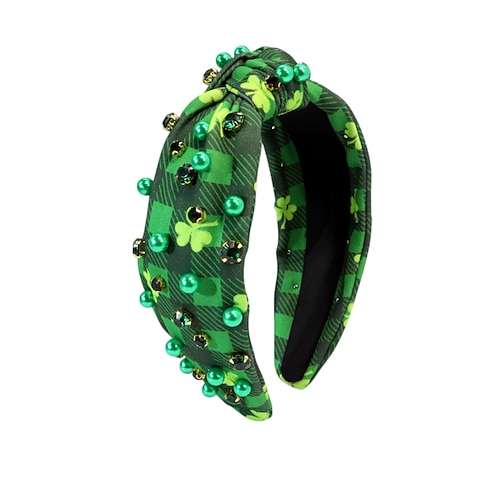 Haarband für Damen zum St. Patrick's Day – grünes Kleeblatt Perlendesign, perfekt für irische Feste und Partys mit Kleeblatt-Motto. Feierlichkeiten zum St. Patrick's Day Image