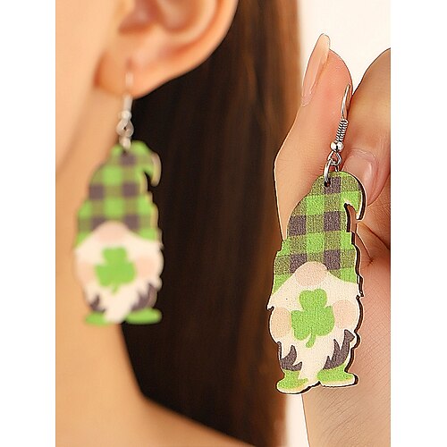 Acryl-Ohrringe mit Kleeblattmotiv für Damen zum St. Patrick's Day, leichtes Glitzerdesign, verschiedene Kleeblatt- und irische Motive erhältlich, perfekt für Paraden, Partys, Veranstaltungen und Feiertagsfeiern Image