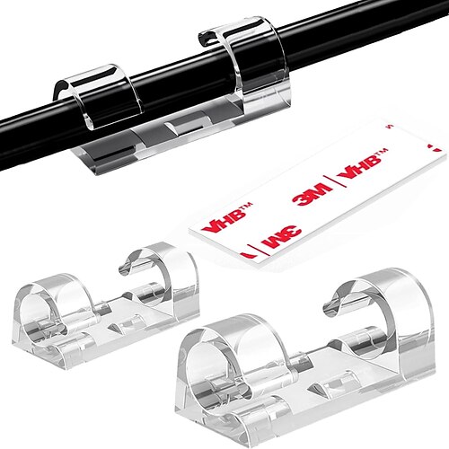 80 Stück Kabelklemmen (klein) große, selbstklebende Kabelklemmen für die Wandmontage an Fernseher, PC und Laptop, Kabelmanagement-Clips, Außenbeleuchtungsclips Image