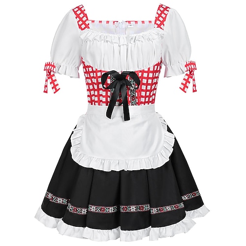 Oktoberfest Kleid Dirndl Dienstmädchen Bayerisch Wiesn Damen Party Bier Festival Stoff im traditionellen Stil Image
