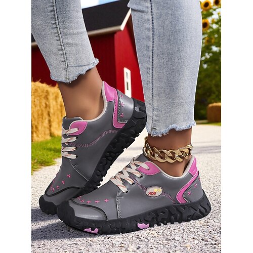 Lässige Damen-Sneaker zum Schnüren – bequeme Schuhe mit strukturierten Ziernähten, ideal für Spaziergänge im Freien, tägliche Besorgungen, Brunch-Verabredungen und Ausflüge aufs Land. Image