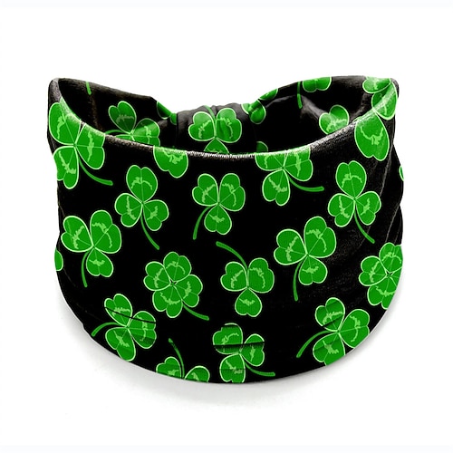 3er-Pack Damen-Stirnbänder zum St. Patrick's Day, atmungsaktiv, dehnbar, rutschfest, für Kopftuch-Kostüme, mit Kleeblatt-Print, ideal für Frühling/Sommer, Yoga, Laufen und Partys. Image