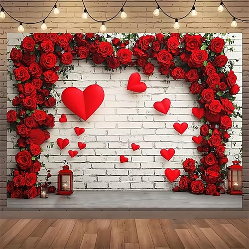 Valentinstag Tapisserie Banner Decke Rose Liebe Herz Niedlich Romantisch 3D Party Wohnzimmer Hintergründe aufnehmen Dekoration für Heiratsanträge Wohndeko Image