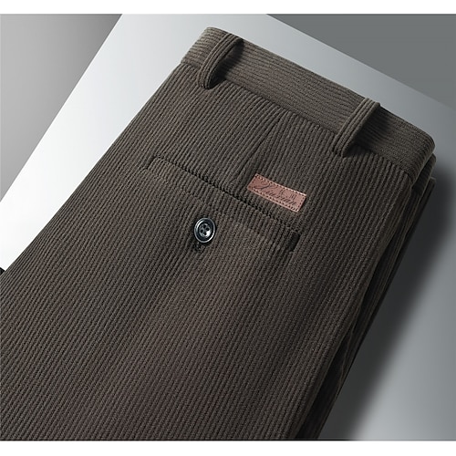 Herren Hose Cordhose Freizeithose Anzughose Mit Fleecefutter Einfarbig Außenbereich Volle Länge Täglich Formell Basic Klassisch Blau Cachi scuro Hohe Taille Mikroelastisch Image
