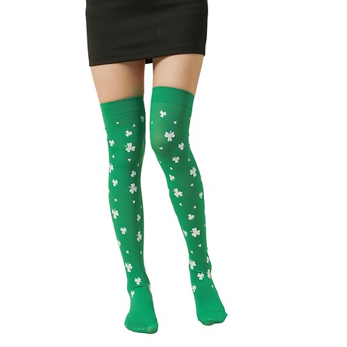 Grüne Kniestrümpfe mit Kleeblattmuster zum St. Patrick's Day – perfekt für festliche Anlässe und Feiertage Image