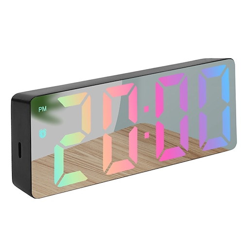 Digitaluhr, LED-Spiegeluhr, großer Spiegeltimer mit großem Display, geräuschloser, leuchtender Wecker mit Datums- und Temperaturanzeige, moderne Wohndekoration, Tischdekoration fürs Schlafzimmer Image