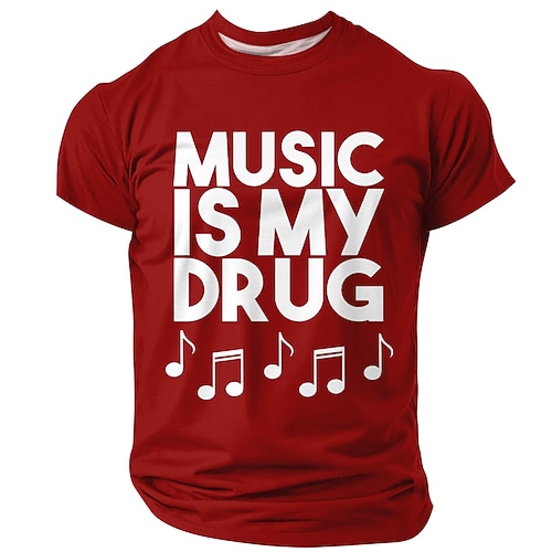 Musik ist meine Droge – Lustiges Musiker-T-Shirt mit Slogan – Geschenk für Musikliebhaber – Kurzarm-Top mit Noten-Grafik – Größen: S, M, L, XL, XXL, XXXL Image