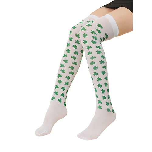 Grüne Kniestrümpfe mit Kleeblattmuster zum St. Patrick's Day – perfekt für festliche Anlässe und Feiertage Image