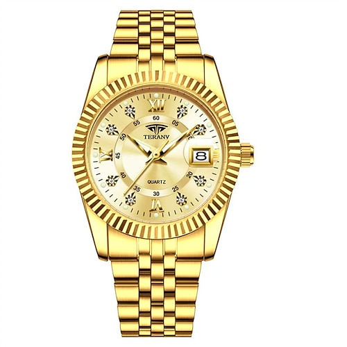 Eine Originelle Business-Style Legierungsarmband Modische Herren Uhr Mit IPX7 Wasserbeständigkeit Leuchtendem Datum Und Tagesanzeige Quarz Sport Armbanduhr Kiste Image