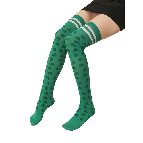 Grüne Kniestrümpfe mit Kleeblattmuster zum St. Patrick's Day – perfekt für festliche Anlässe und Feiertage Image