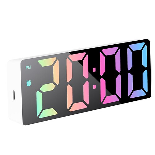 Digitaluhr, LED-Spiegeluhr, großer Spiegeltimer mit großem Display, geräuschloser, leuchtender Wecker mit Datums- und Temperaturanzeige, moderne Wohndekoration, Tischdekoration fürs Schlafzimmer Image