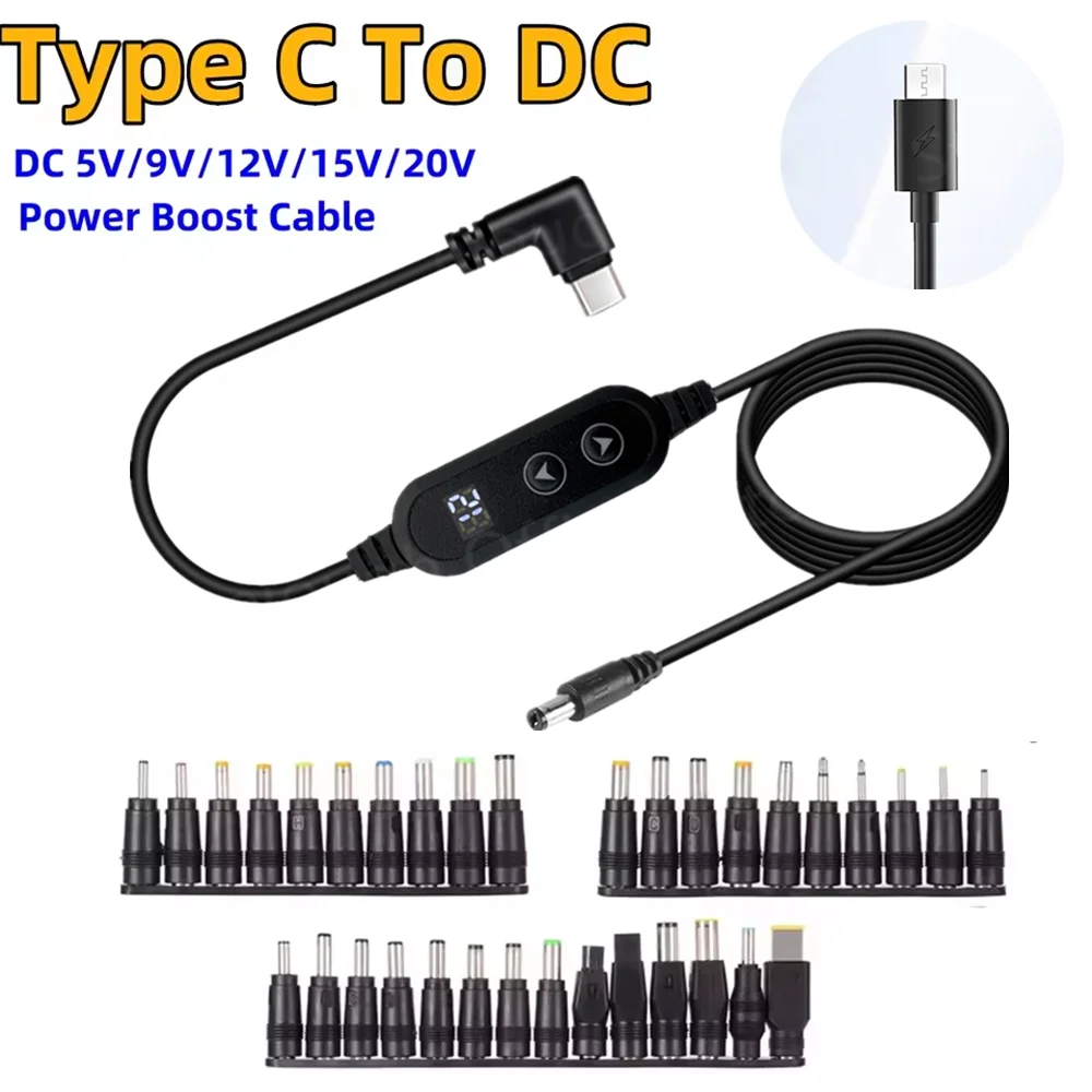 USB C zu DC Power Boost Kabel Typ C Zu DC Schnelle Lade 5V/9V/12V/15V/20V Boost Converter Step-up Kabel Adapter Für Wifi Router Image