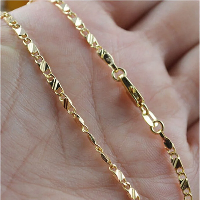 Exquisite Mode 18K Gold Farbe gefüllt Halskette für Frauen Männer Größe 16-30 Zoll Schmuck Kette Großhandel